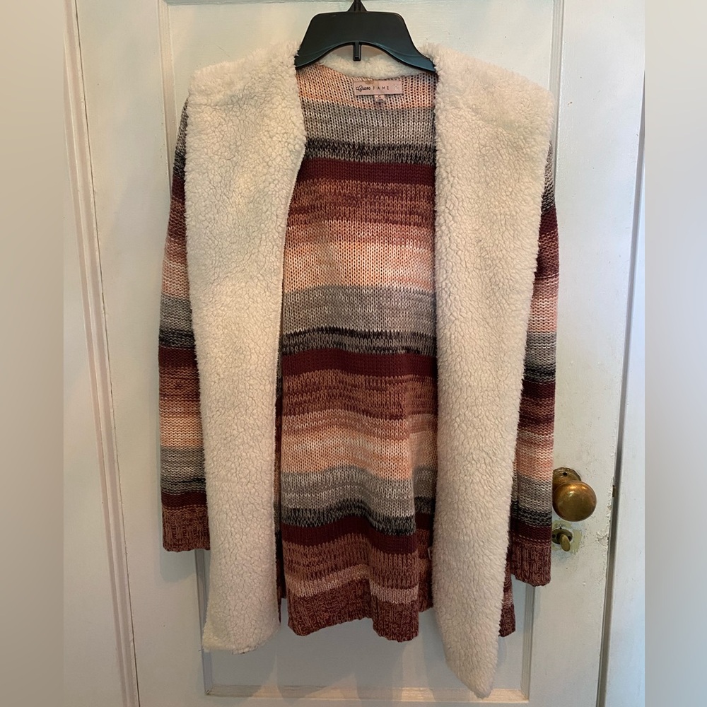 Multicolored Sherpa Long Cardigan